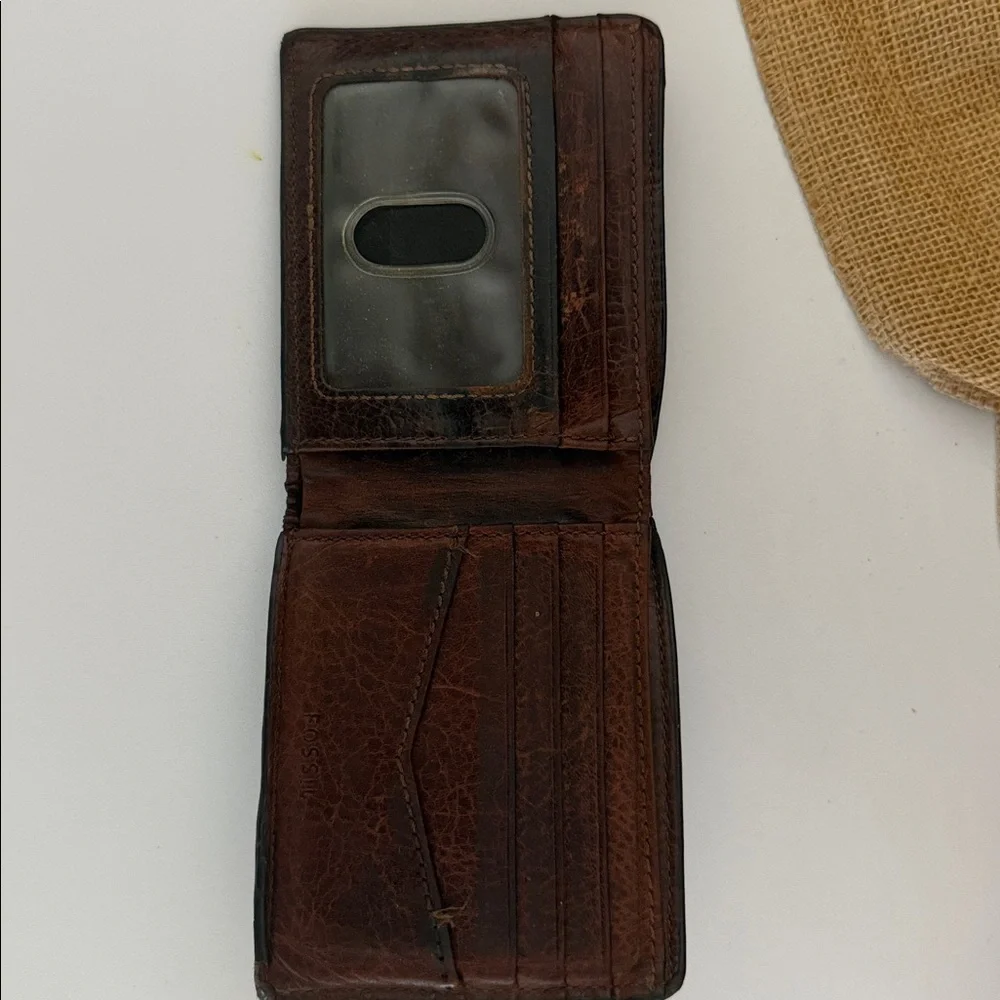 Fossil Jesse Passcase Wallet Cognac soft brown leather Men’s GUC